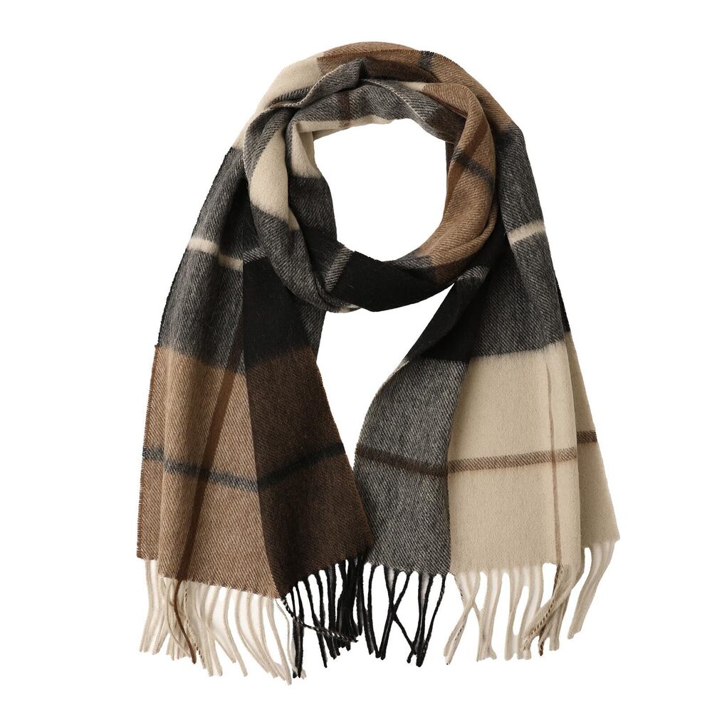 5069 100% Merino Wool Plaid Tassel Scarf and Winter Warm Long Scarves